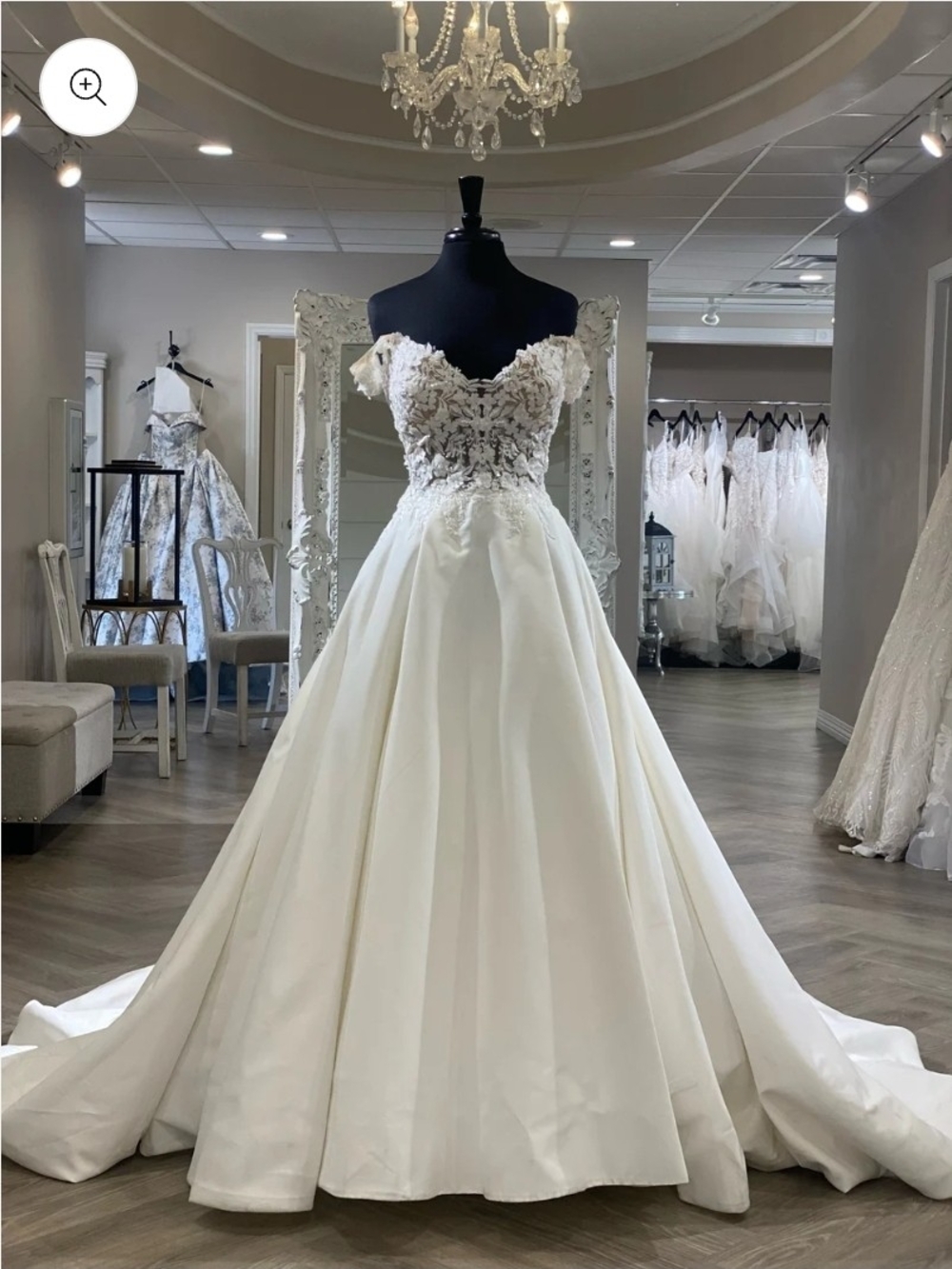 Allure Bridals 9954 Ivory Off-the-Shoulder Lace Bodice Ball Gown Size 16 Nwot